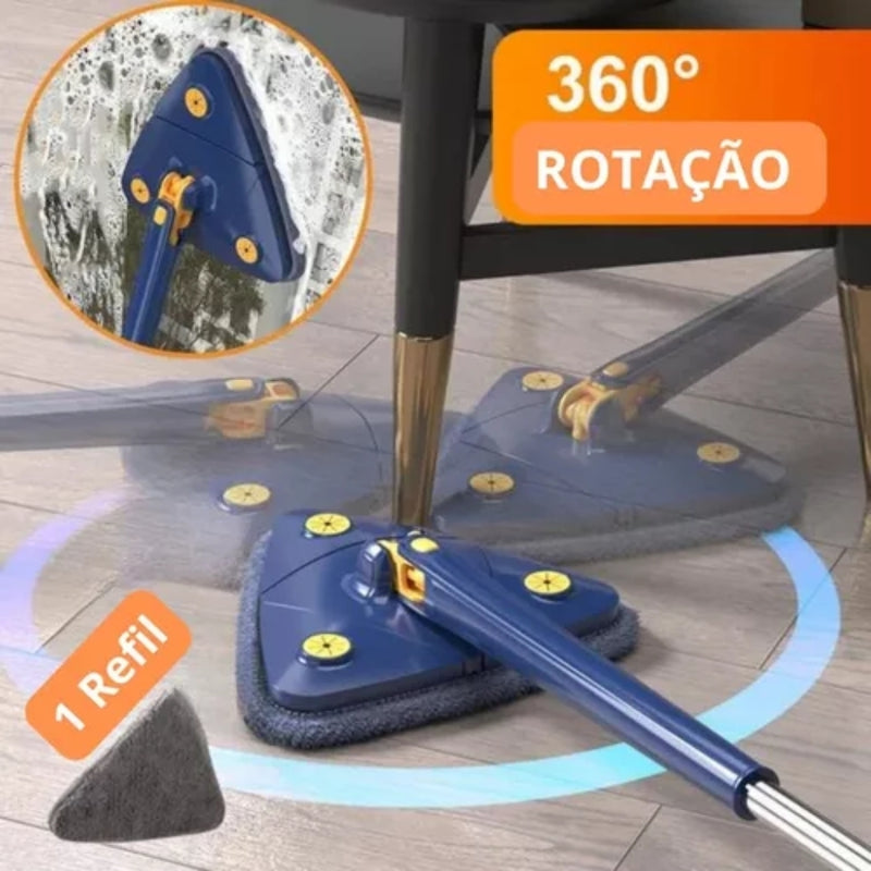 Mop Esfregão Rodo Mágico Triangular Giratório 360 Retrátil