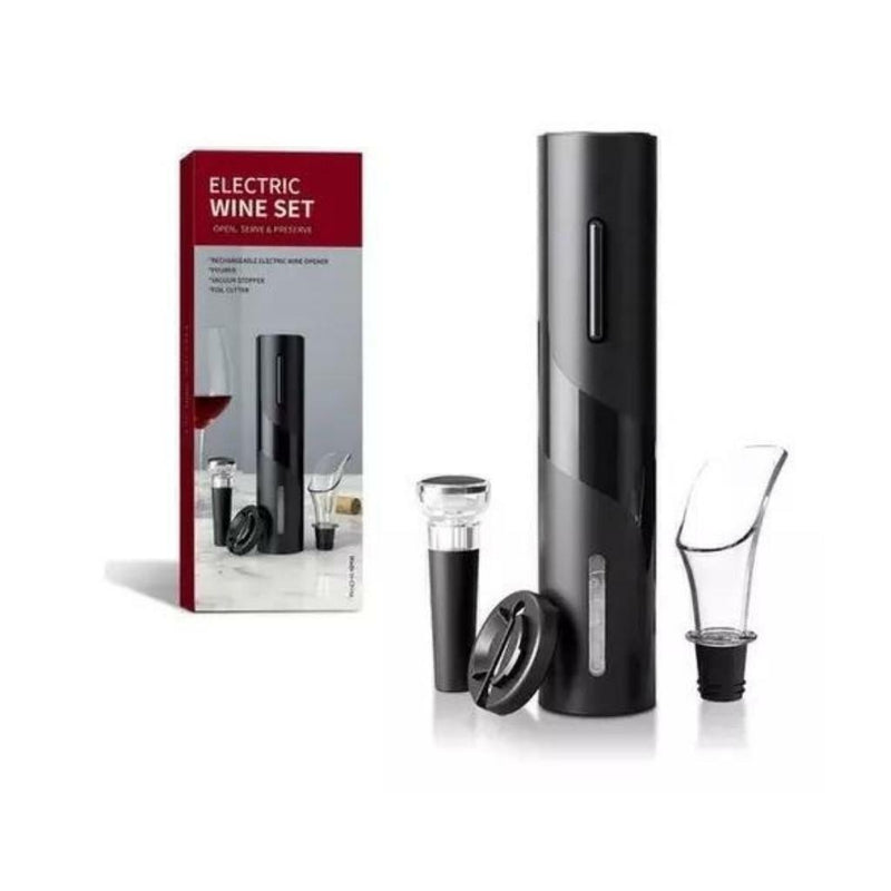 Kit Abridor de Vinho Elétrico Automático + Cortador + Tampa A Vácuo + Aerador